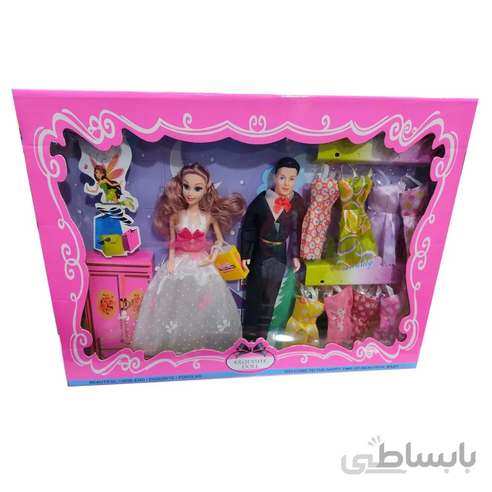ست اسباب بازی عروسک باربی مفصلی عروس و داماد مجموعه 2 عددی با لوازم جانبی Barbie