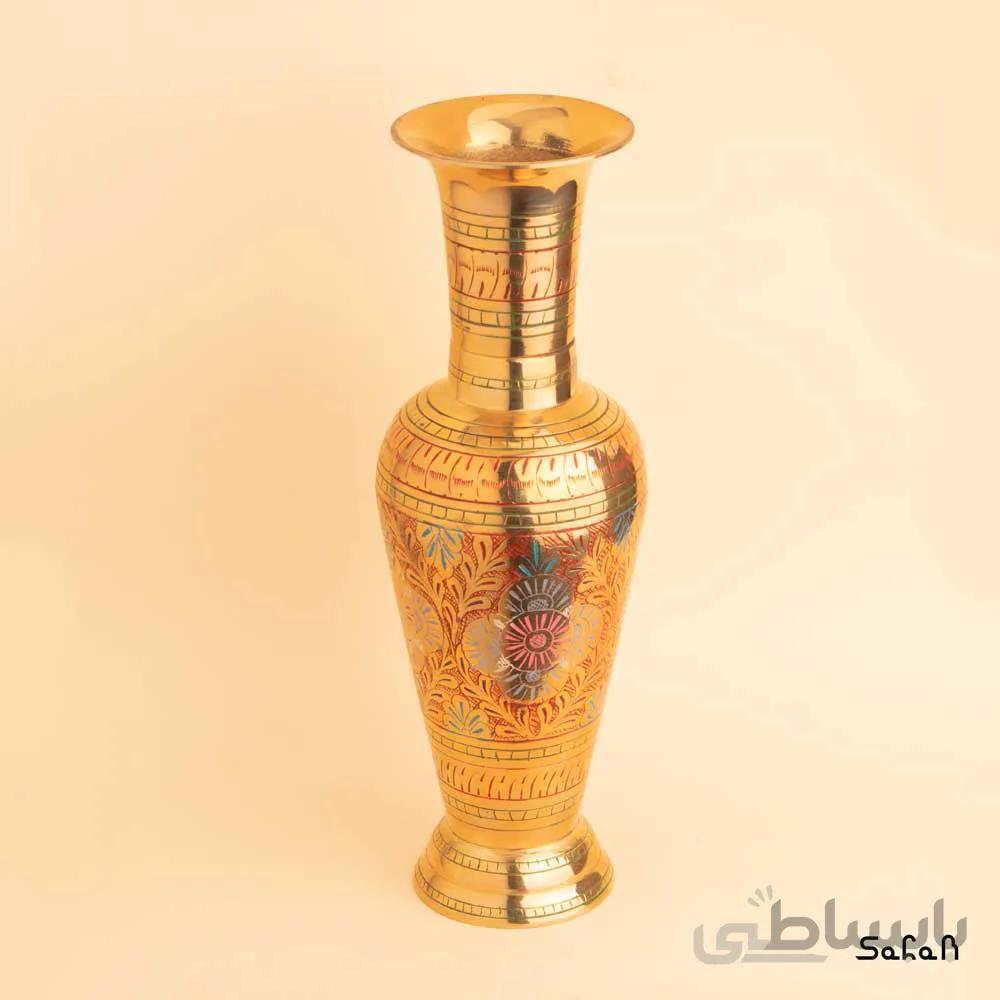 گلدان برنجی قلمزنی طلایی مدل باتاک سایز 2