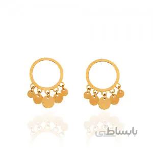 گوشواره میخی طلا طرح دایره و پولکی کد LE633