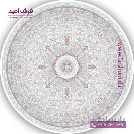 فرش ماشینی دایره برجسته 1200 شانه 8 رنگ مرجان کرم فرش محتشم