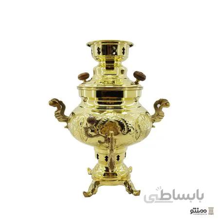 سماور ذغالی برنجی مدل عدسی قلم زنی 4 لیتری
Brass charcoal samovar 4 liter lens model