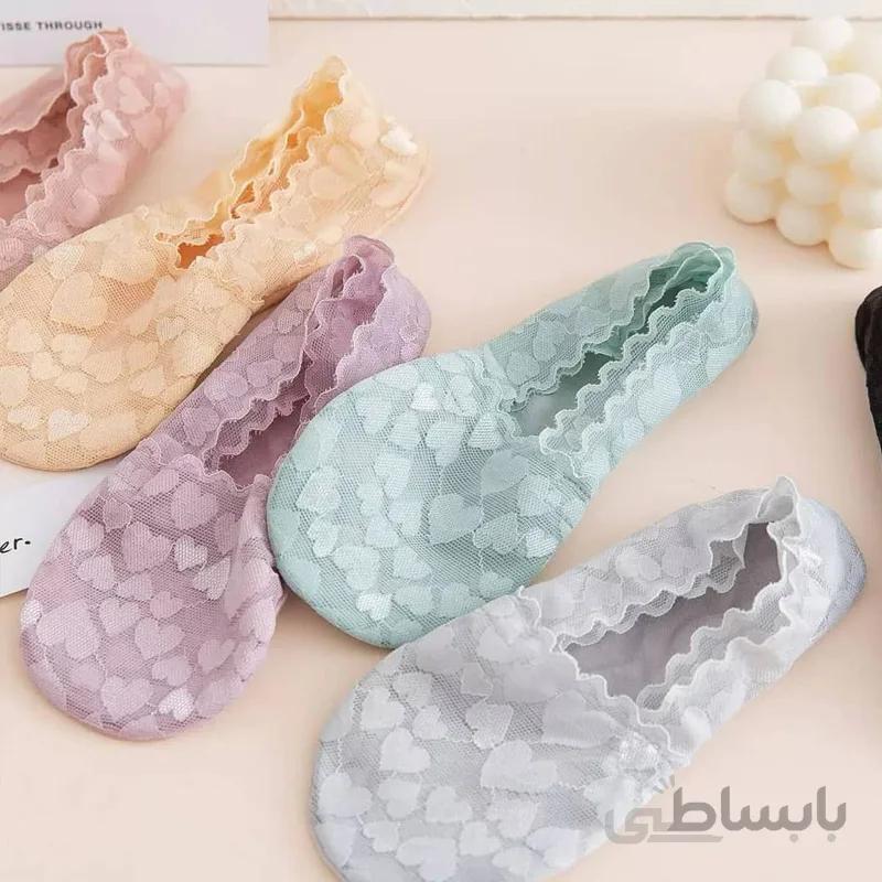 جوراب گیپور زنانه طرح قلب