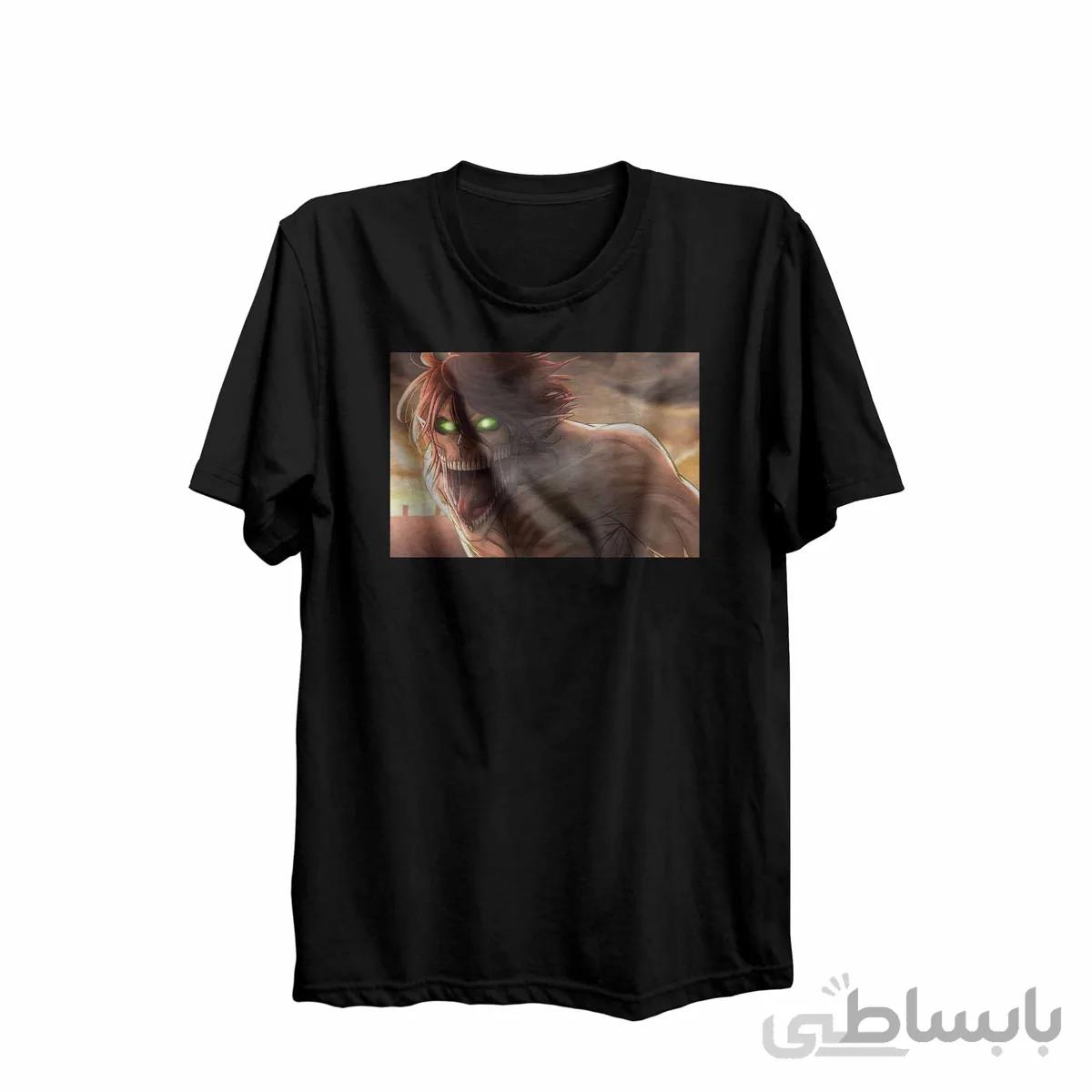 تیشرت یقه گرد مشکی طرح انیمه اتک آن تایتان Attack On Titan کدKCT10429