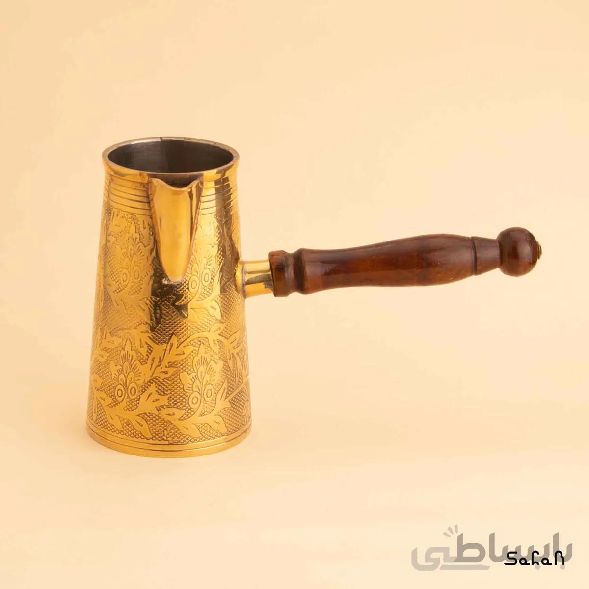 قهوه جوش برنجی طلایی بدون در مدل ژالین سایز 3