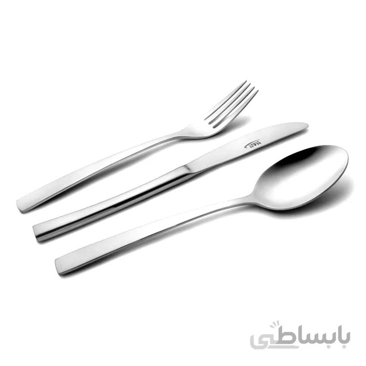 سرویس قاشق و چنگال 24 نفره ناب استیل طرح فلورانس استیل براق (98 پارچه) ا Nab-Steel Florence Steel Cutlery Set 98 Pieces