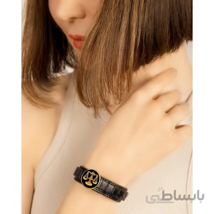 دستبند چرم روکش طلا سری ونوس ماه مهر GLBM07