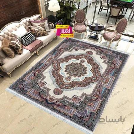 فرش ماشینی زمرد مشهد طرح 25034 کرم