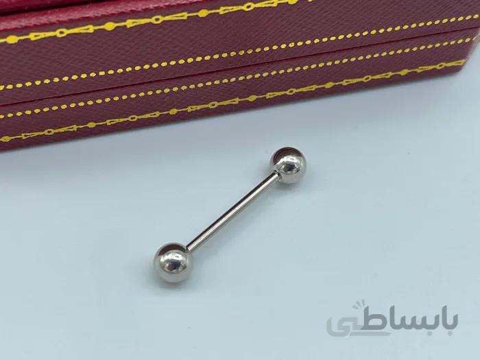 پیرسینگ سینه و لپ ساده نقره ای