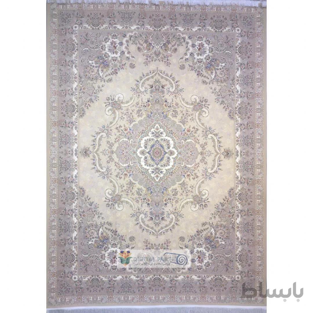 فرش خاطره کویر کاشان 1500 شانه طرح خطیبی کرم