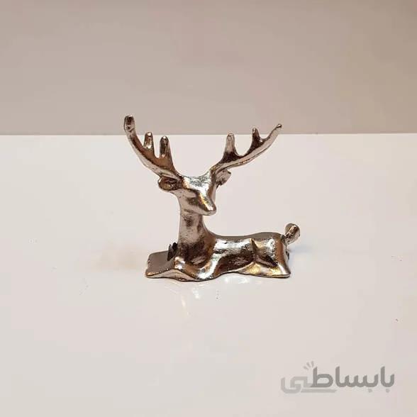 مجسمه گوزن نشسته نقره ای زاماک