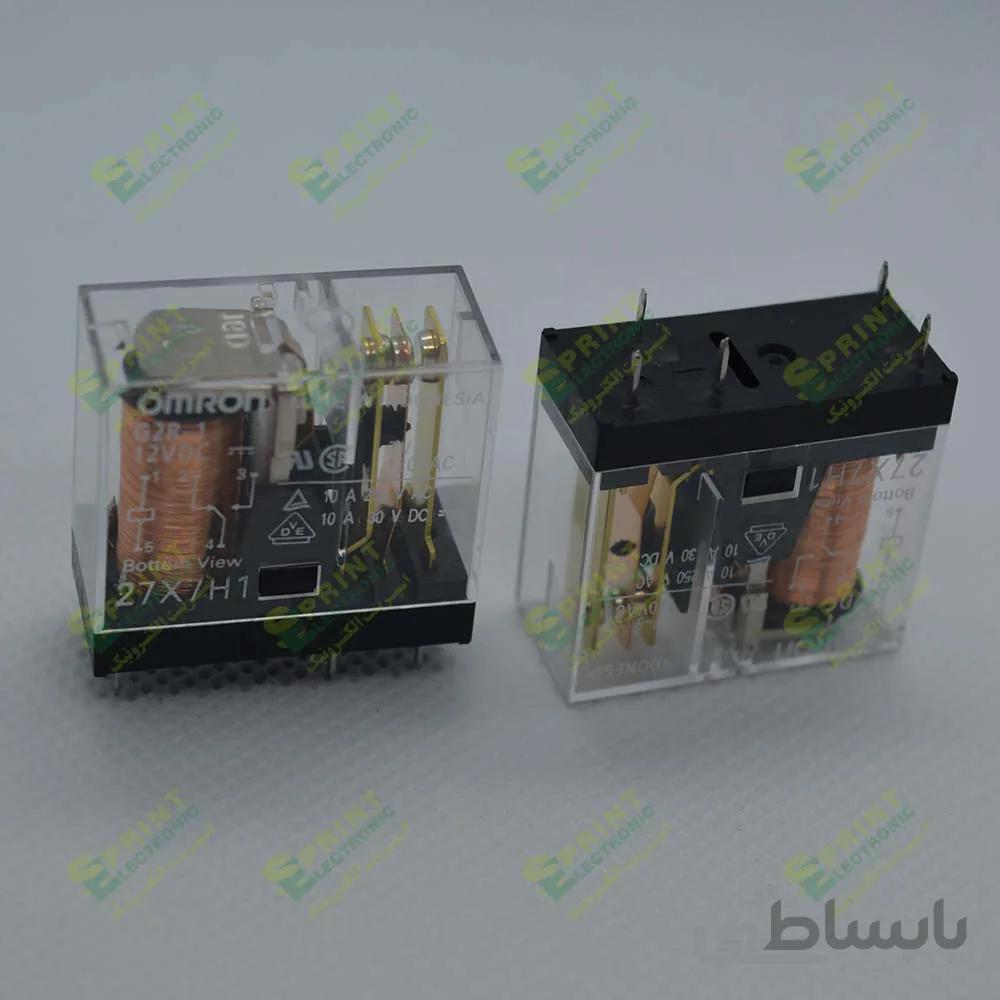 رله 12 ولت شیشه ای 5 پایه 10 آمپر Omron G2R-1-12VDC