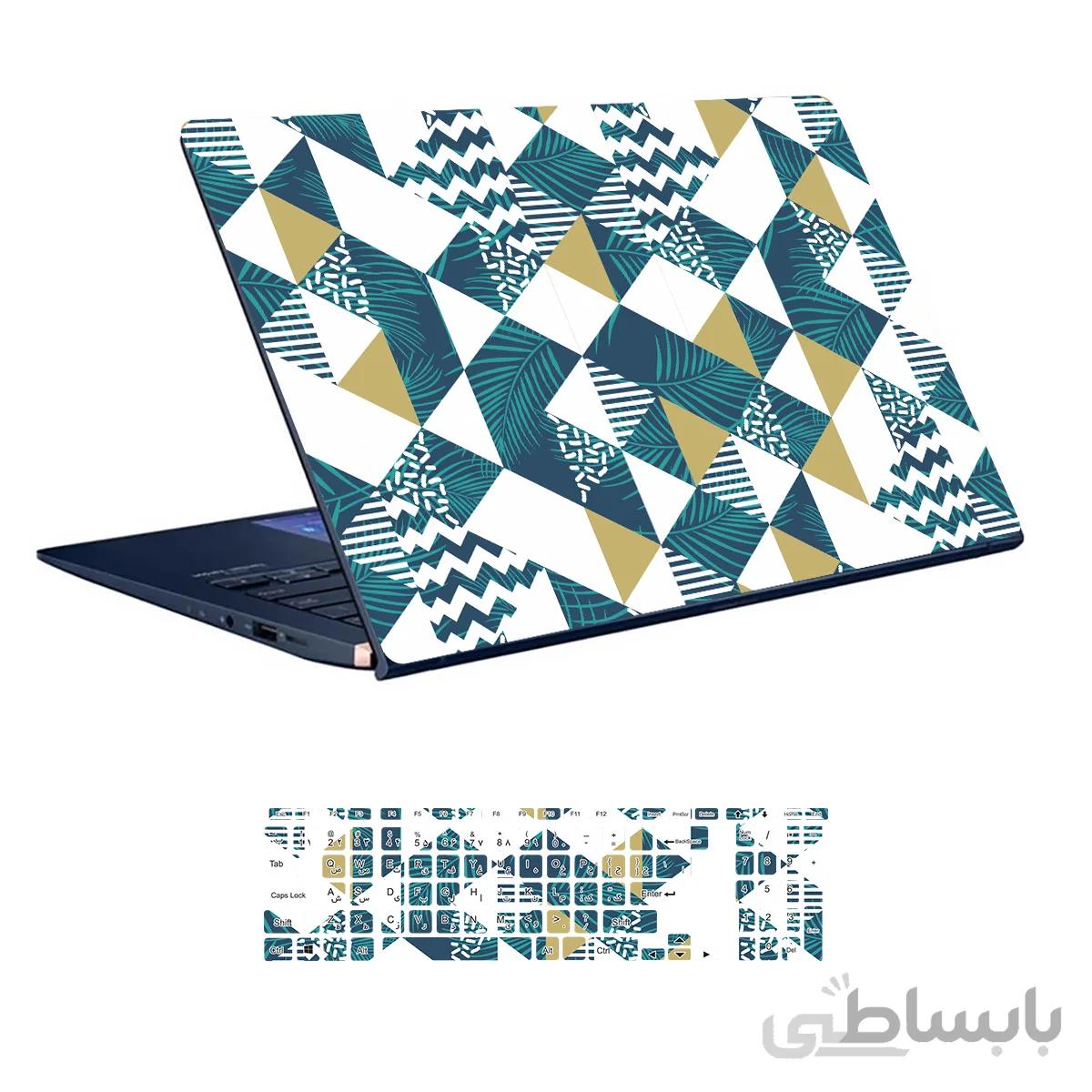 اسکین لپ تاپ طرح هندسی کد ۱۱ به همراه استیکر کیبورد