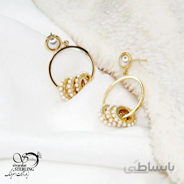 گوشواره زنانه دایره مرواریدی