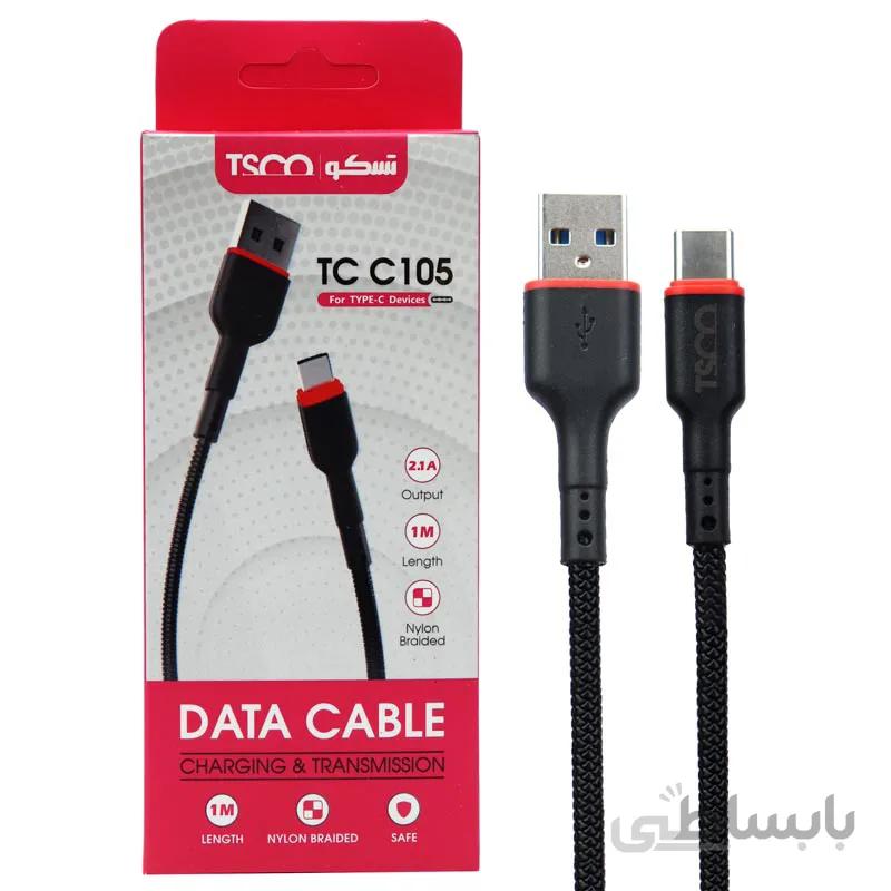 کابل TSCO TC C105 Type-C 2.1A 1m ا TSCO TC C105 2.1A 1m USB To Type-C Cable