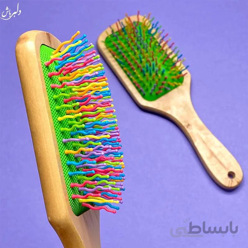 برس مو چوبی رنگی