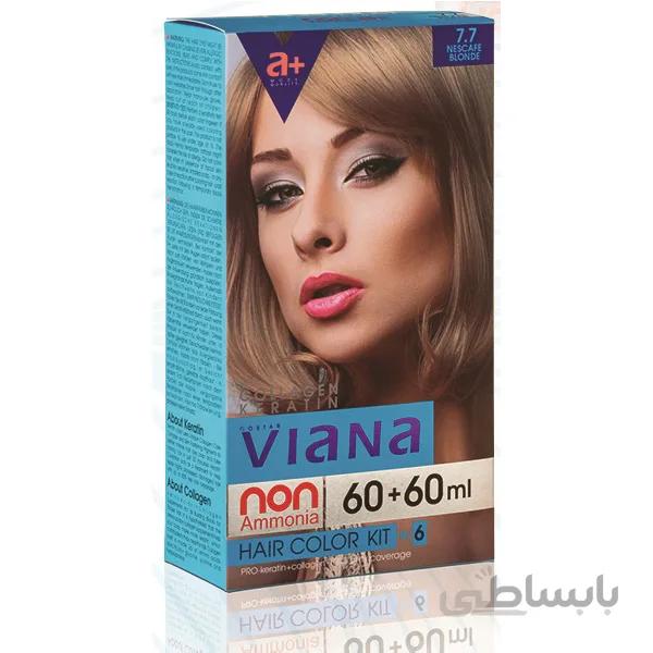 کیت رنگ مو ویانا (Viana) شماره 7/7 (بلوند نسکافه ای) حجم 120 میل