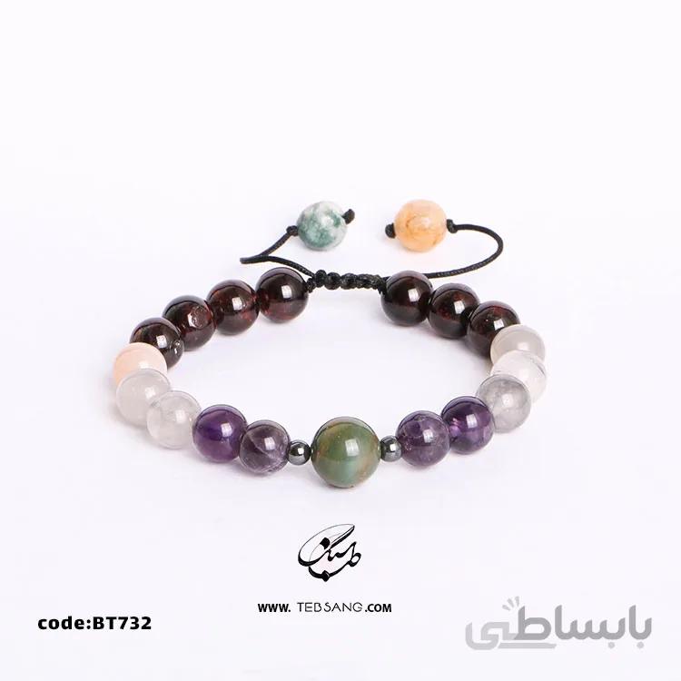 دستبند سنگ عقیق، حدید،آمیتیست کد BT-732