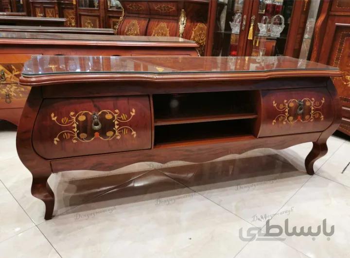 میز تلویزیون چوبی مدل دو کشو خمره ای ۱۳۰ کد ۱۰۱۷۸۱