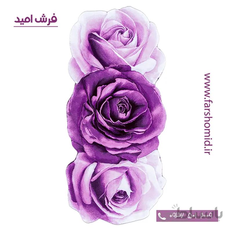 فرش مدرن راهرویی 75 در 160 رز مینیاتوری یاسی بنفش زرباف