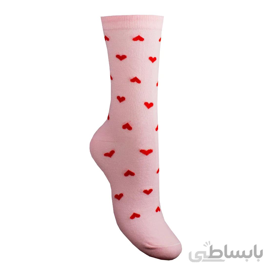 جوراب ساقدار قلب صورتی فرخ رخ