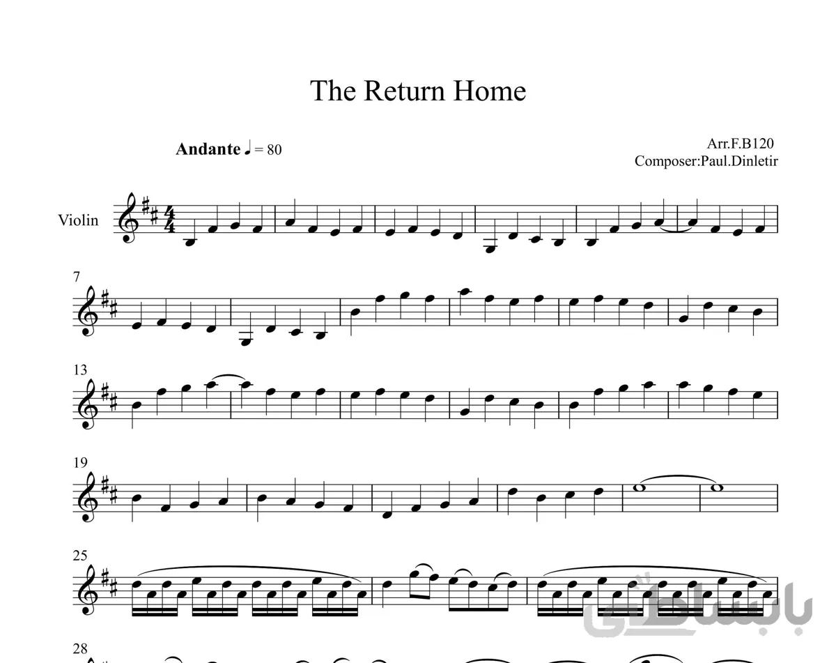 نت ویولن آهنگ The Return Home