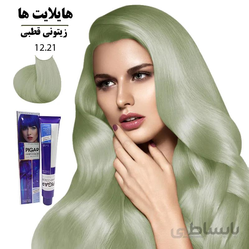 رنگ مو پیگار کراتینه زیتونی قطبی 12.21