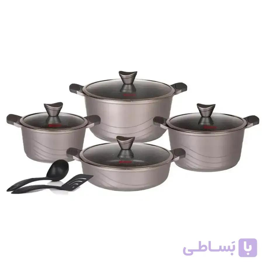 سرویس قابلمه گرانیتی 10 پارچه کاندید مدل اوشن رنگ دودی کد 40217