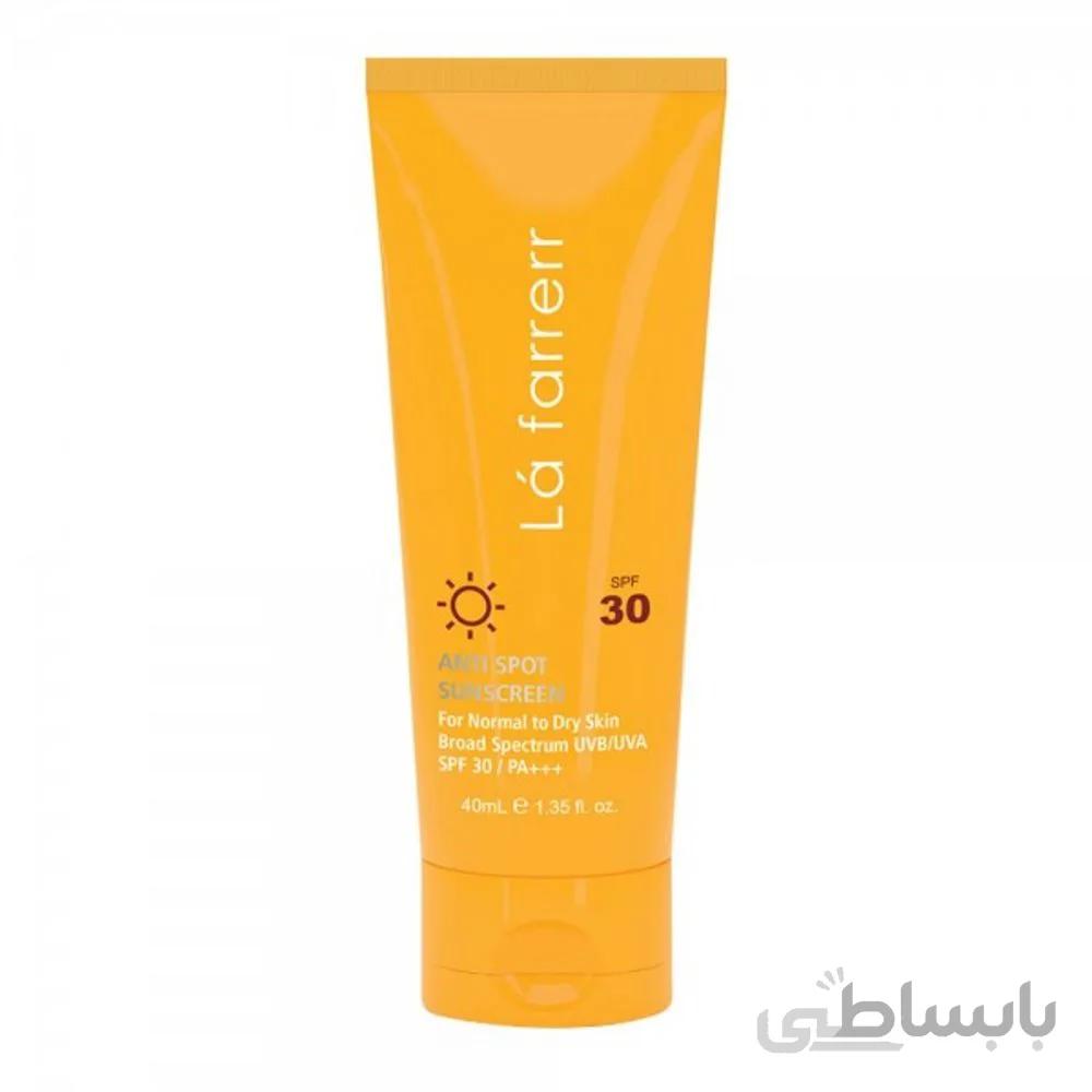 کرم ضدافتاب بی رنگ SPF 30 لافارر مناسب پوست نرمال و خشک