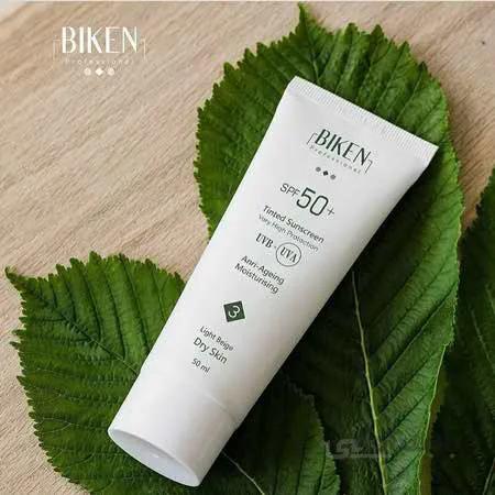 کرم ضد آفتاب رنگی بیکن 50 میل مدل مولتی اکشن BIKEN TINTED SUNSCREEN SPF50