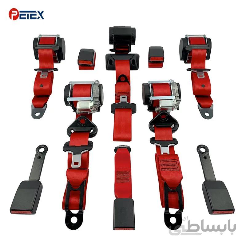 ست کامل کمربند ایمنی پژو ۲۰۶ صندوقدار رنگ قرمز بهمراه ۵ عدد قفل