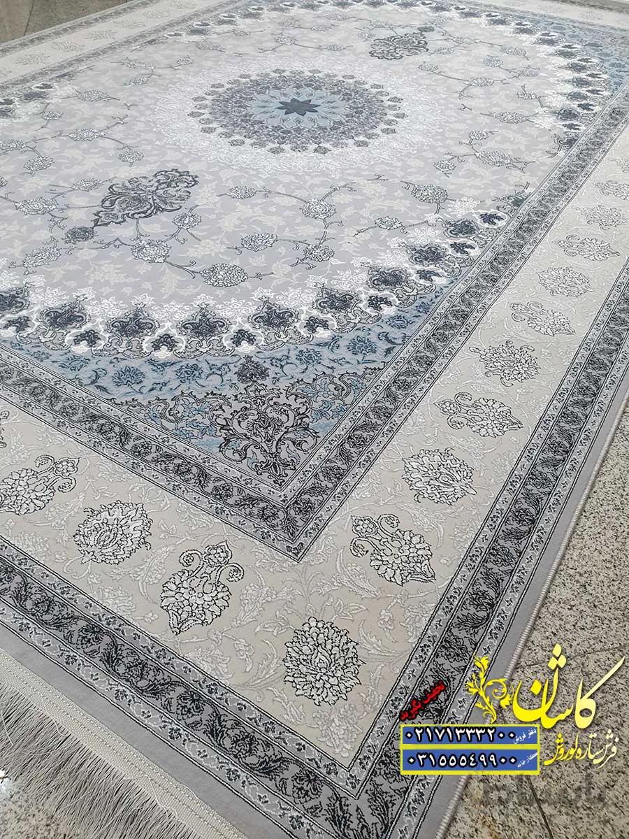 فرش نقره ای گل برجسته 700 شانه