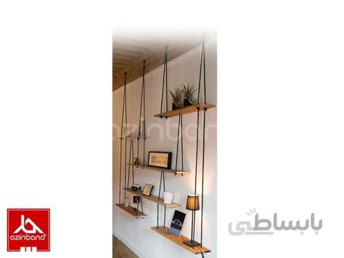 شلف طبقاتی چوبی ا شلف دیواری با ۶ تخته چوبی از جنس چوب درختان میوه یا جنگلی