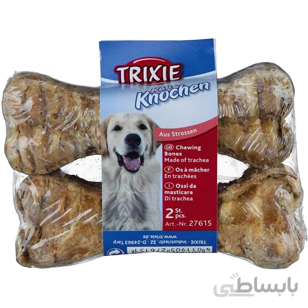 استخوان سگ تریکسی پر شده از نای مدل Chewing Bone تعداد 2 عدد ا Trixie Trachea Chewing Bone for Dog 2pcs 70g