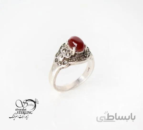 انگشتر عقیق زنانه طرح پرنسس