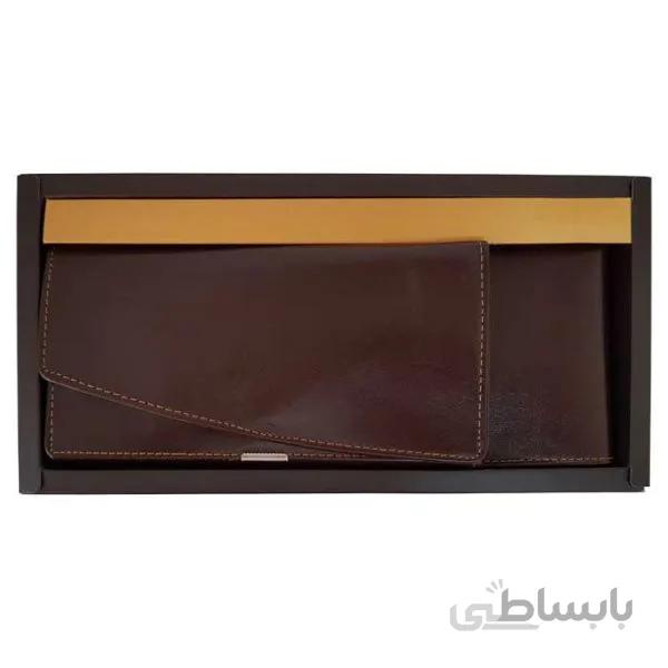 ست کیف پول و جاکارتی چرم طبیعی زنانه ST111