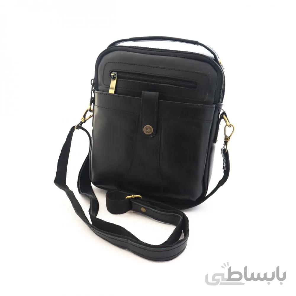 کیف چرم طبیعی اسپورت دستی و دوشی مدل آریا مشکی