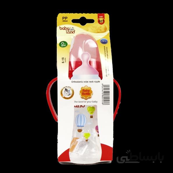 شیرخوری PP دسته دار دهانه عریض ارتودنسی 300ML اویز بی بی لند قرمز