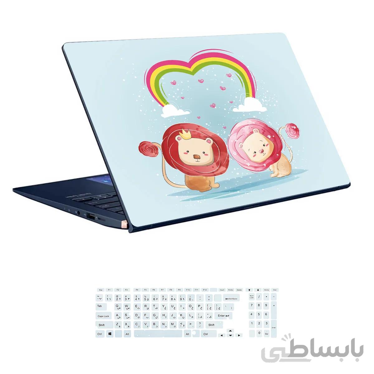 اسکین لپ تاپ طرح Lion کد ۱۱ به همراه استیکر کیبورد
