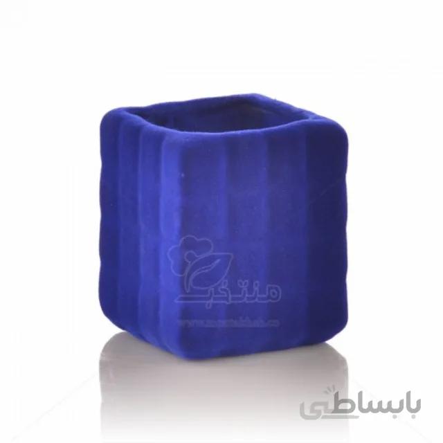 گلدان طرح چهار خانه مخملی ارتفاع 10 سانتیمتر