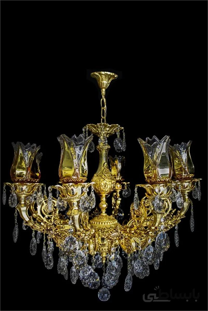لوستر 8 شاخه آب طلای زئوس ا 8 branches Chandelier Gold water Zeus