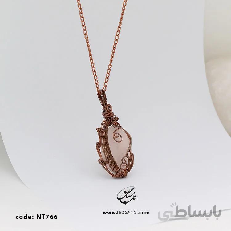 گردنبند زنانه سنگ رز کوارتز NT-766