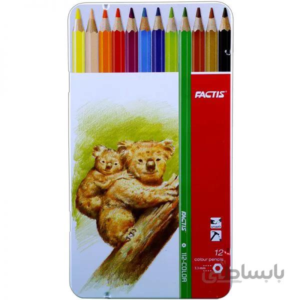 مداد رنگی 12 رنگ فکتیس با جعبه فلزی ا Factis Color Pencil Pack of 12 with metal Box