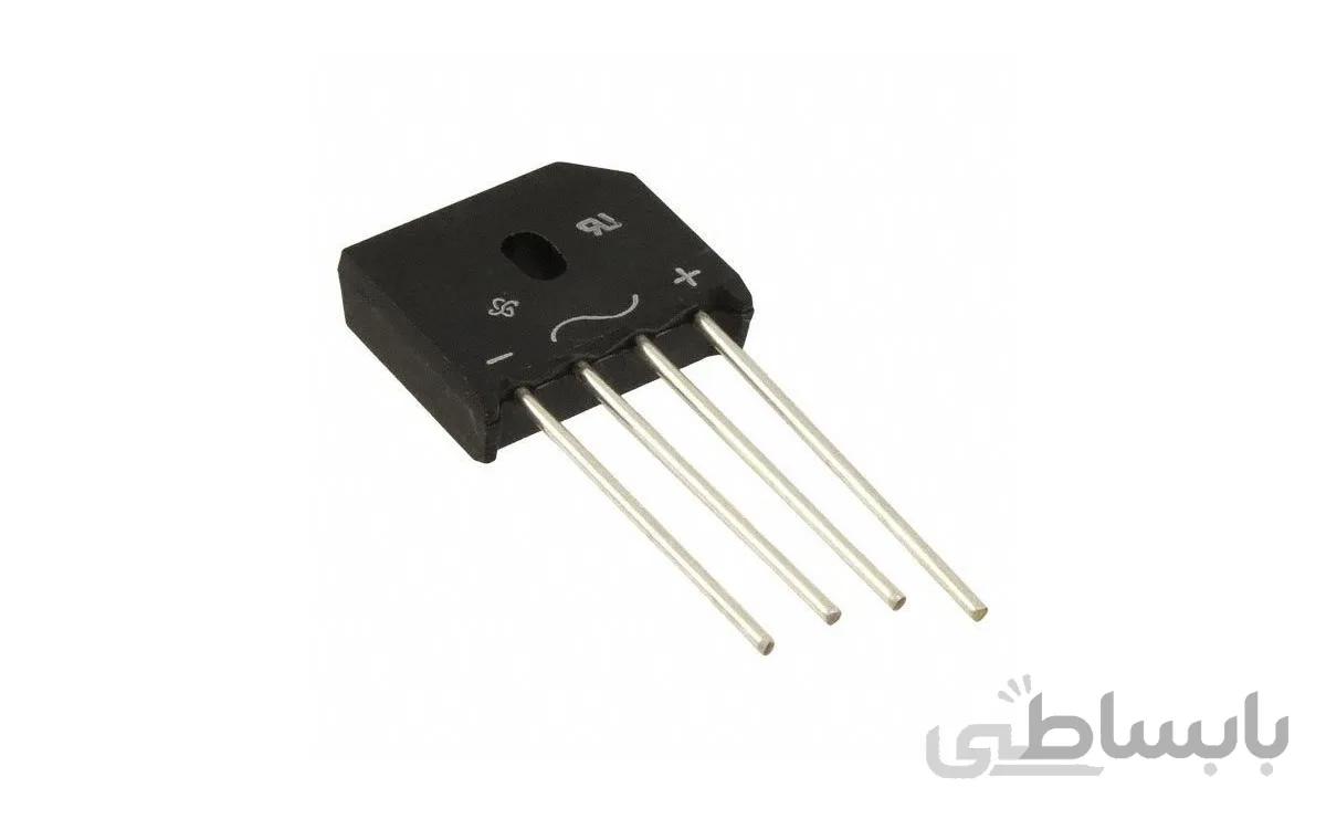 پل دیود 10A-1000V تخت شانه ای KBU1010 برند B