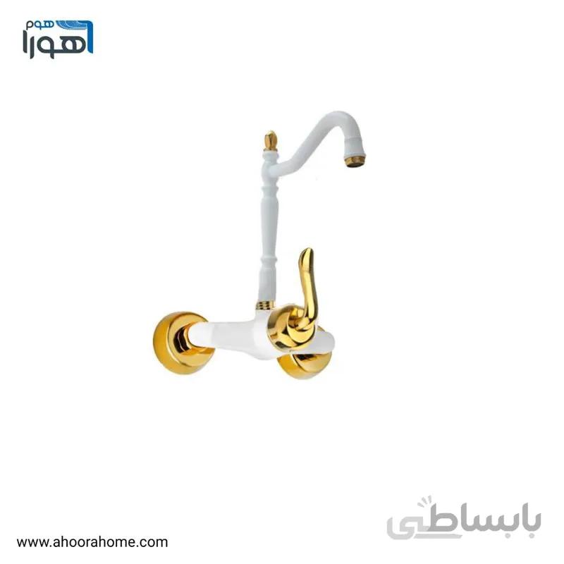 شیر ظرفشويی دیواری مدل قاصدک سفید طلایی