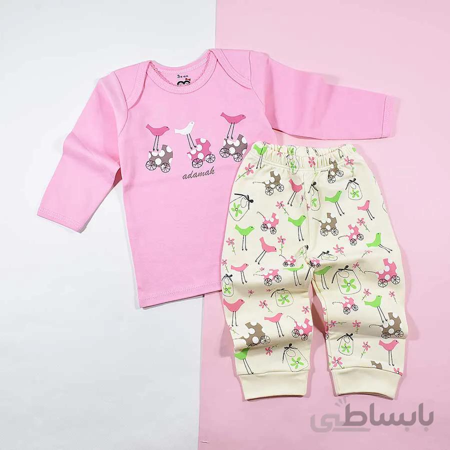ست بلوز و شلوار دخترانه آدمک طرح کالسکه کد 2144