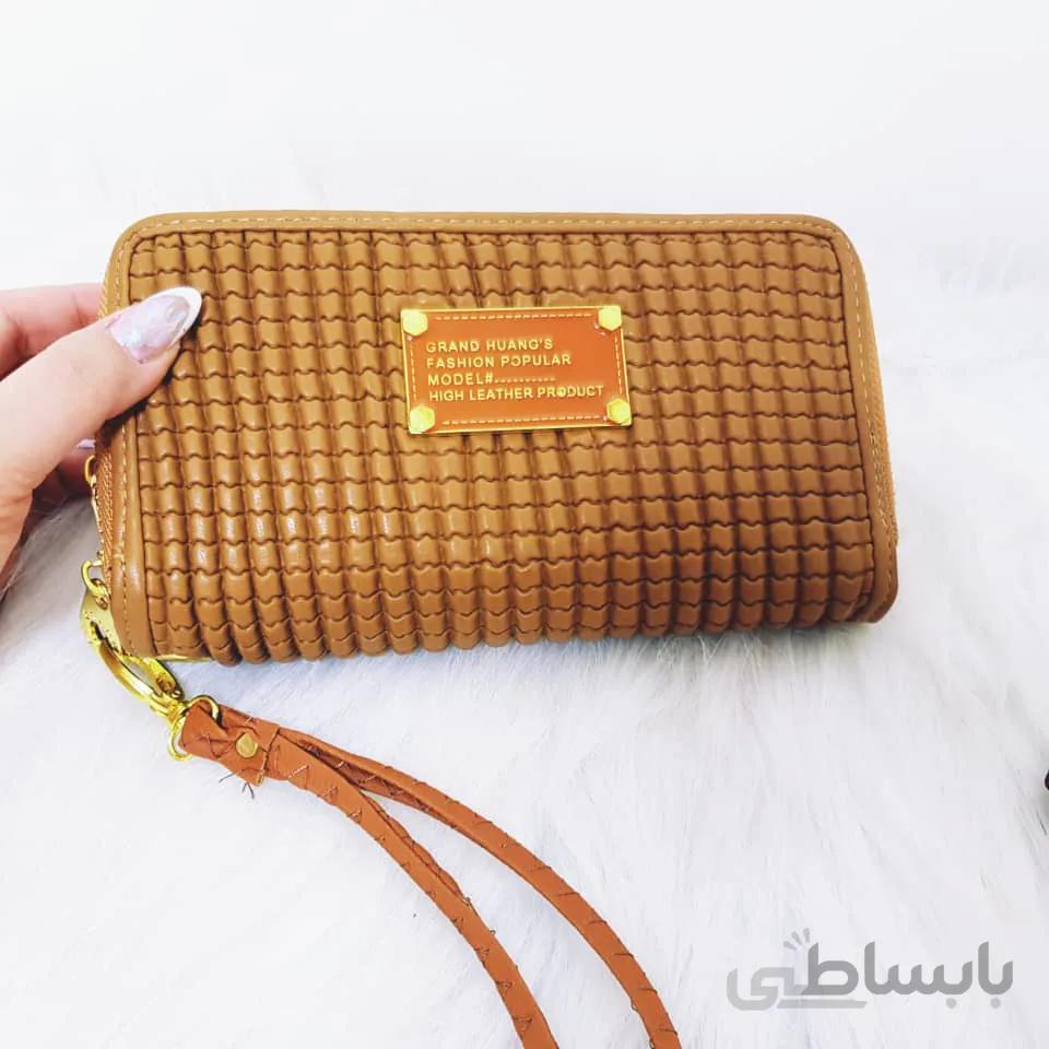 کیف پول زنانه زیپی چرم رنگ کرم ا Wallet For Women