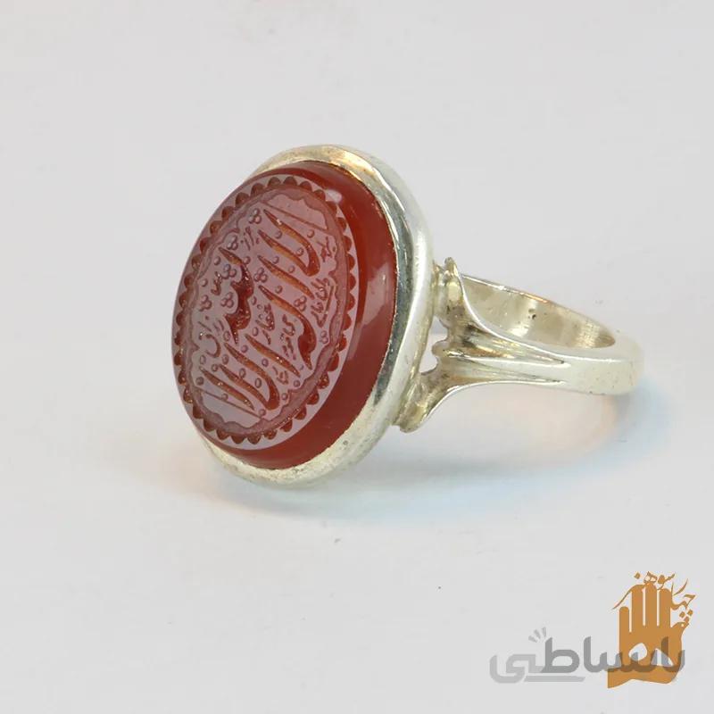 انگشتر صفوی ساده نگین عقیق سرخ یمنی کد 694697