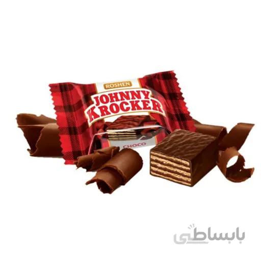 ویفر شکلاتی جانی کراکر شرکت روشن اوکراین رنگ آبی 500 گرمی Roshen ا Roshen Johney Krocker Chocolate Wafer 500g