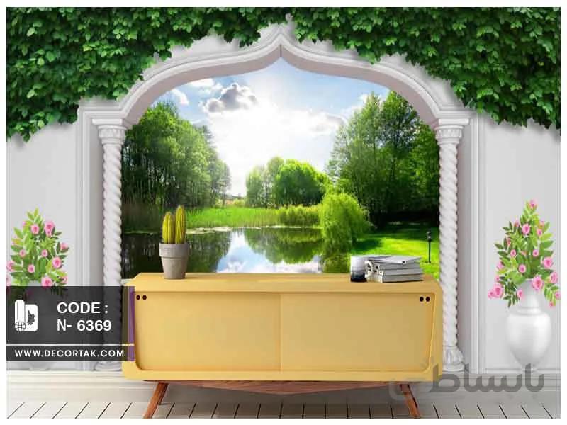 پوستر دیواری طبیعت کدN-6369 طرحپنجره‌ای رو به بهشت