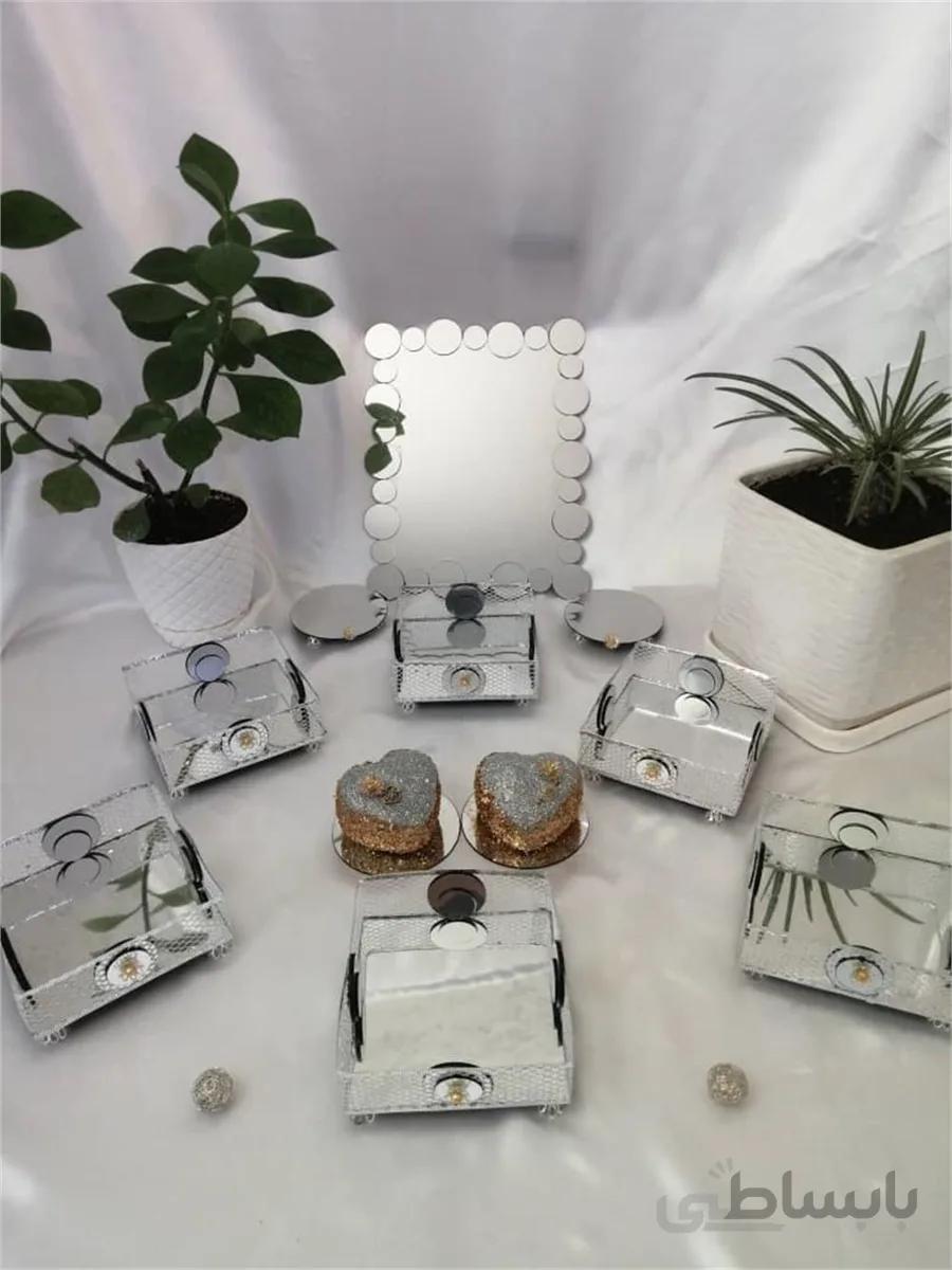 ست کامل هفت سین (قاب آینه،جفت شمعدان و 6 عدد ظرف ) ا Complete set of seven trays (mirror frame, pair of candlesticks and 6 dishes)